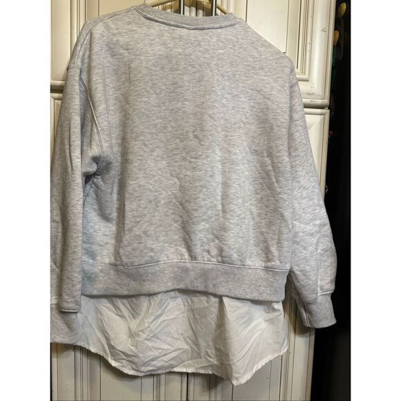 ZARA Women's Layered Shirt Crew Neck Pullover Sweatshirt Gray White Size 11-12 - Picture 8 of 9